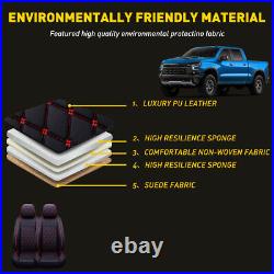 For Chevy Silverado GMC Sierra 1500 2500 Leather Car Seat Cover 5 Seat Front EOA