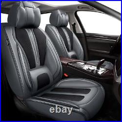 For Hyundai Kona 2018-2024 PU Leather Car Front&Rear 5-Seat Covers Gray+Black