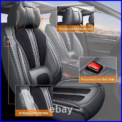 For Kia Seltos 2020-2024 PU Leather Car Front & Rear 5-Seat Covers Gray+Black