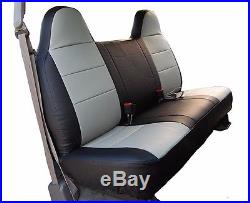 Ford F-150 Black/grey Iggee S. Leather Custom Fit Bench Front Seat Cover