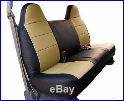 Ford F-250 350 Black/beige Iggee S. Leather Custom Fit Bench Front Seat Cover