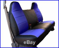 Ford F-250 350 Black/blue Leather-like Custom Made Fit Front Bench Seat Cover