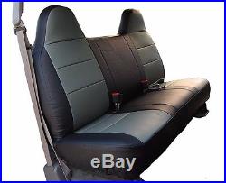 Ford F-250 350 Black/charcoal Iggee S. Leather Custom Fit Bench Front Seat Cover