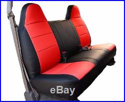 Ford F-250 350 Black/red Iggee S. Leather Custom Fit Bench Front Seat Cover