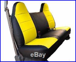 Ford F-250 350 Black/yellow Iggee S. Leather Custom Fit Bench Front Seat Cover