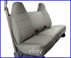 Ford F-250 350 Grey Iggee S. Leather Custom Fit Bench Front Seat Cover