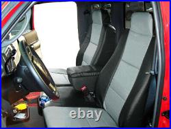 Ford Ranger 2010-2011 Black/grey Leather-like 2 Front Seat & Console Covers