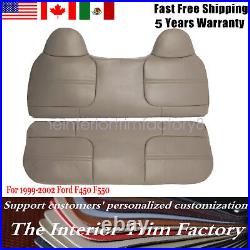 Front Bottom-Top Leather Seat Cover Tan For 1999-2002 Ford F250 F350 F450 F550