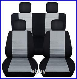 Front &Rear car seat covers blk-charcoal/red fits wrangler JK 2dr-4dr 07-2018
