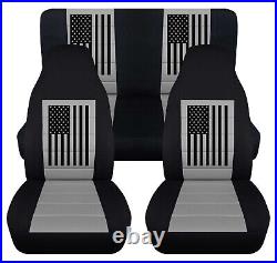 Front and Rear car seat covers fits Ford Bronco 1987-1996 with American Flag
