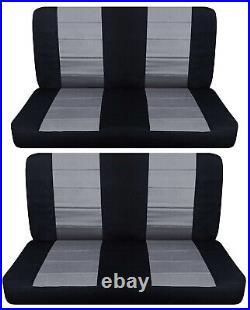 Front and rear bench car seat covers fits Chevy Bel Air 1955-1962 black & silver