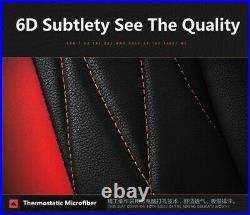 Full Set Black +Red PU Leather Car Seat Cover Universal Bench Cushion Pad Pouch