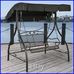 Furniture Deck Porch Swing With Canopy Cover Patio Outdoor Garden Iron 2 Seat
