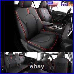 Gophly For Toyota Camry PU Leather Seat Covers Custom Fit Front+Rear Black/Red