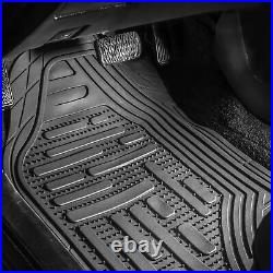 Gray Black Seat Covers Beige Floor Mats Set for Integrated Seatbelt Vehicles