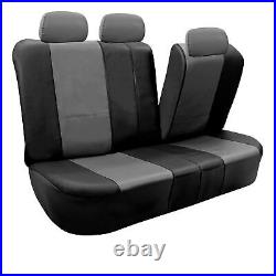 Gray Black Seat Covers Beige Floor Mats Set for Integrated Seatbelt Vehicles