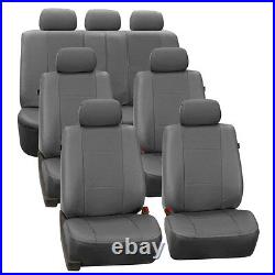 Gray Deluxe Perforated Leatherette 7Seater 3 Row Set Split Bench Seat Covers