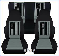 Grey Seat Covers Fits Jeep Wrangler 1987-2006 American Flag Jeep Car Seat Covers
