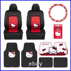 Hello Kitty Car Seat Covers, Car Floor Mats, Steering Wheel Cover, Windshield