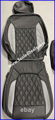 Katzkin Chevy Silverado Crew Cab Black & Gray Diamond Custom Leather Seat Covers