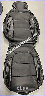 Katzkin Chevy Silverado Crew Cab Black Leather Seat Covers Upgrade with Carbon