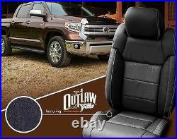 Katzkin Outlaw Black Leather Seat Covers for Toyota Tundra CrewMax or Double Cab