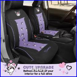 Kuromi Car Seat Covers, Car Floor Mats, Steering Wheel Cover, Windshield Sun
