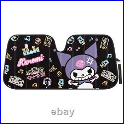 Kuromi Car Seat Covers, Car Floor Mats, Steering Wheel Cover, Windshield Sun