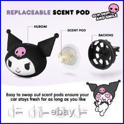 Kuromi Car Seat Covers, Car Floor Mats, Steering Wheel Cover, Windshield Sun