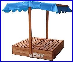 Large Covered Canopy Sandbox Bench Seat Kids Sand Pit Outdoor Play Cedar Storage