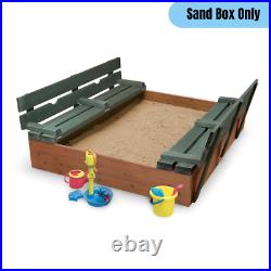Large Kids Sandbox with Convertible Two Bench/Cover Seat Children Outdoor Activity
