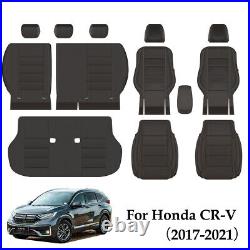 Leather Front Rear Seat Covers Custom fit for Honda CR-V 2017-2021 Black