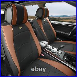 Leatherette Seat Cushion Covers Full Set Black Beige with Black Steering Cover