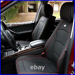 Leatherette Seat Cushion Covers Full Set Black Red with Black Steering Cover