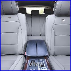 Leatherette Seat Cushion Covers Full Set Solid Gray with Beige Steering Cover