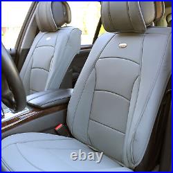 Leatherette Seat Cushion Covers Full Set Solid Gray with Beige Steering Cover