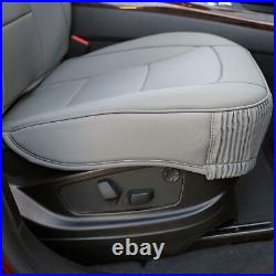 Leatherette Seat Cushion Covers Full Set Solid Gray with Beige Steering Cover