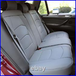 Leatherette Seat Cushion Covers Full Set Solid Gray with Beige Steering Cover