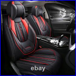 Luxury FULL SET PU Leather 5-Sits Car Seat Covers Cushion Protector Black + Red