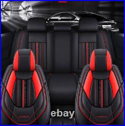 Luxury FULL SET PU Leather 5-Sits Car Seat Covers Cushion Protector Black + Red