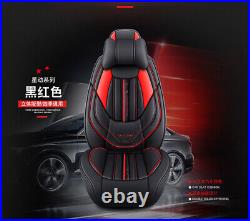 Luxury FULL SET PU Leather 5-Sits Car Seat Covers Cushion Protector Black + Red