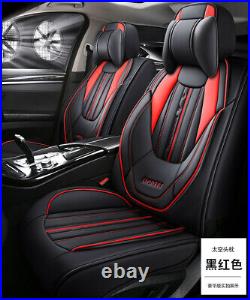 Luxury FULL SET PU Leather 5-Sits Car Seat Covers Cushion Protector Black + Red