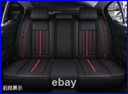 Luxury FULL SET PU Leather 5-Sits Car Seat Covers Cushion Protector Black + Red