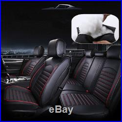 Luxury PU Leather Car Seat Cover Cushion 5-Seats Adjustable Rear Bench with Pillow