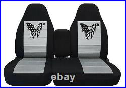 Made to Fit 1998 to 2005 Chevy Blazer Charcoal Silver Split Bench Eagle Flag