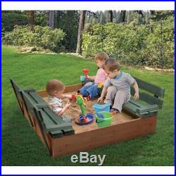 NEW Badger Basket Covered Convertible Cedar Sandbox with Two Bench Seats