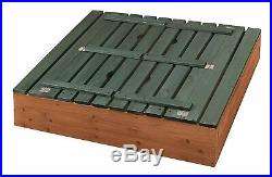 Natural/Green Cedar 4' Rectangular Kid Sandbox 2 Bench Seats Convert To A Cover