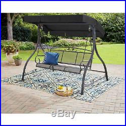 Outdoor Canopy Swing 3 Seat Metal Covered Patio Porch Furniture Deck Yard Black
