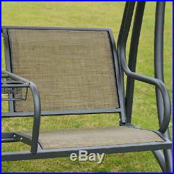 Outsunny 2 Seat Covered Outdoor Patio Swing Chair Bench with Canopy with Stand