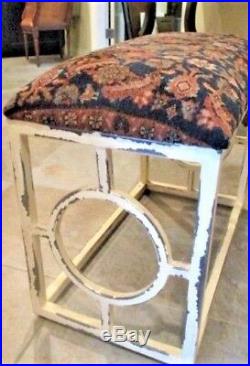 Piano Bench Iron Base With Vintage Persian Rug Seat Cover-Very Cool Piece